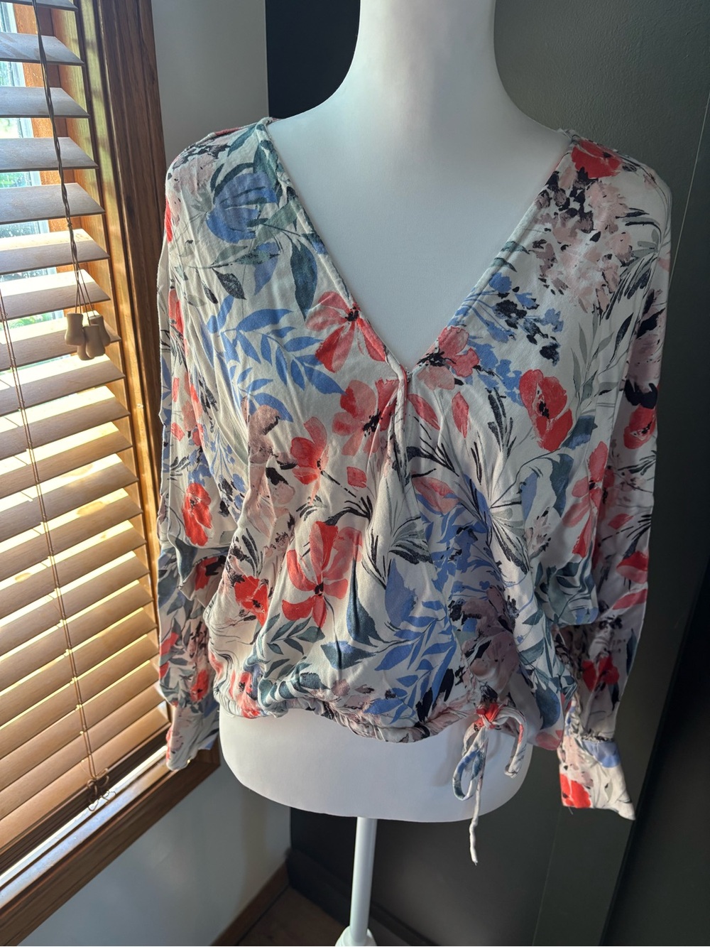Dress Forum Floral Boho V Neck Blouson Blouse Medium